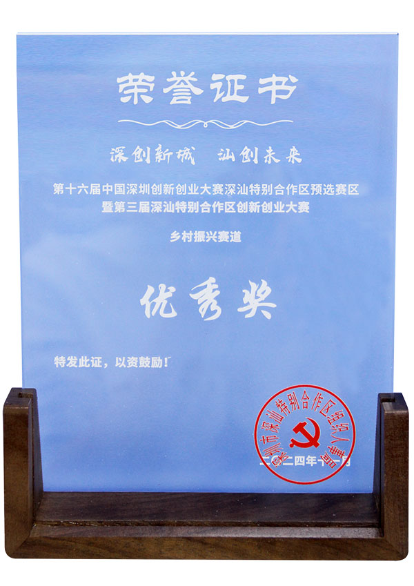 第十六届中国深圳创新创业大赛深汕特别合作区预选赛区暨第三届深汕特别合作区创新创业大赛优秀奖